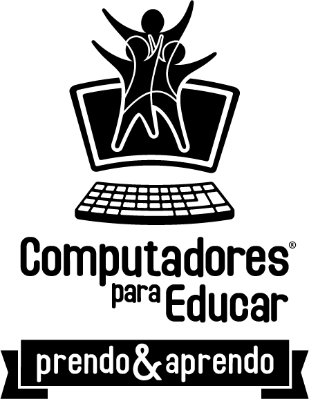 Logo de Computadores para Educar en vertical con eslogan blanco y negro